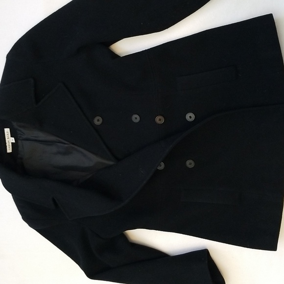 Jason Kole Black Wool Double Breasted Pea Coat - Picture 2 of 7